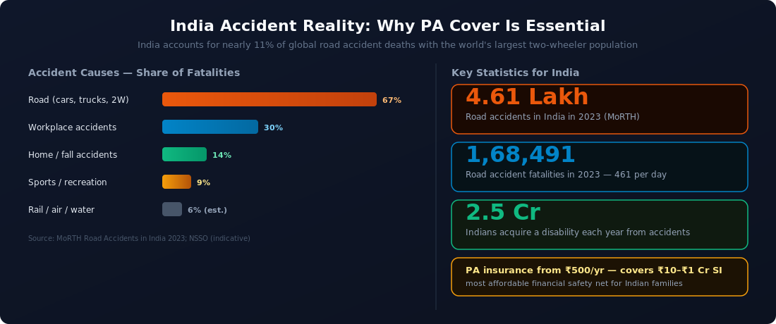 India Accident Statistics 2024: Road accidents, fatalities, disability data and why personal accident insurance is essential