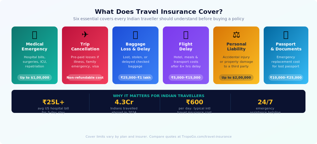 What Does Travel Insurance Cover — 6 Key Covers for Indian Travellers